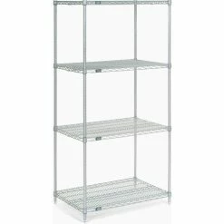 Nexel® Poly-Z-Brite®, 4 Tier, Wire Shelving Starter Unit, 30"W x 21"D x 74"H