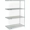 Nexel® Stainless Steel, 4 Tier, Wire Shelving Add-On Unit, 48"W x 24"D x 74"H