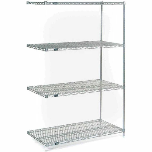 Nexel® Stainless Steel, 4 Tier, Wire Shelving Add-On Unit, 48"W x 24"D x 74"H 1 Nexel® Stainless Steel, 4 Tier, Wire Shelving Add-On Unit, 48"W x 24"D x 74"H
