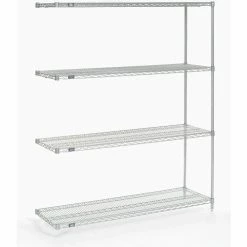Nexel® Poly-Z-Brite®, 4 Tier, Wire Shelving Add-On Unit, 60"W x 18"D x 54"H