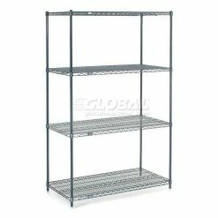 Nexel® Nexelon®, 4 Tier, Wire Shelving Starter Unit, 60"W x 24"D x 63"H