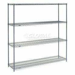 Nexel® Nexelon®, 4 Tier, Wire Shelving Starter Unit, 72"W x 18"D x 86"H