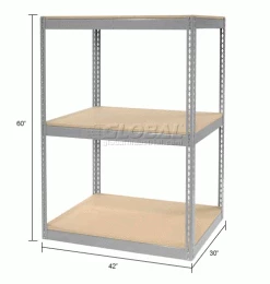 Global Industrial™ Record Storage Open With Boxes 42"WX30"DX60"H - Gray -Shelving Sales Store x130114 dim