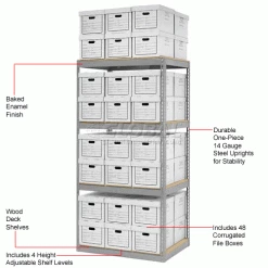 Global Industrial™ Record Storage Open With Boxes 42"W x 30"D x 84"H - Gray 32 Global Industrial™ Record Storage Open With Boxes 42"W x 30"D x 84"H - Gray -Shelving Sales Store x130116 1wco