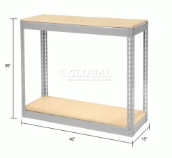 Global Industrial™ Record Storage With Boxes 42"W x 15"D x 36"H - Gray -Shelving Sales Store x130156 dim 1